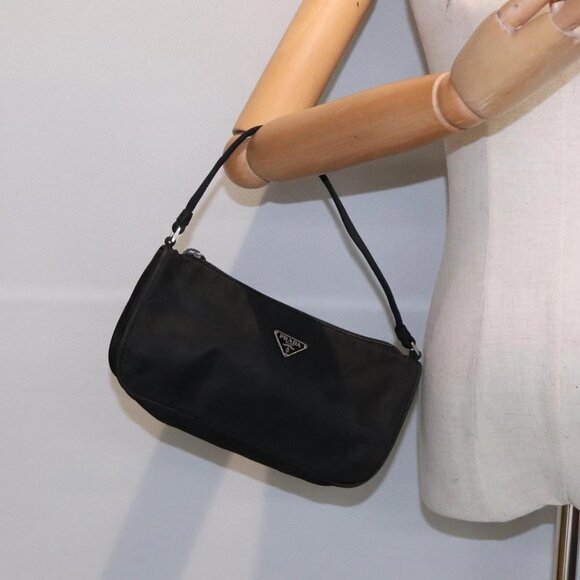 PRADA Accessory Pouch Nylon Black Silver Auth - Picture 1 of 16